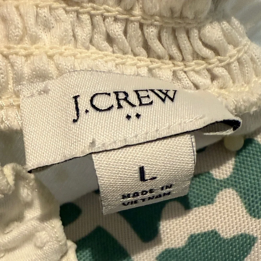J. Crew White Textured Ruffle Blouse L - Picture 4 of 5